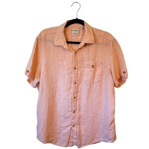 Baird McNutt Murano Orange Linen Button Down Shirt Men's Size L